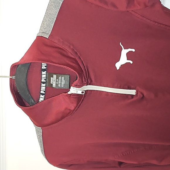 VS PINK Ultimate Quarter Zip Burgundy (M) Pullover - Picture 2 of 6